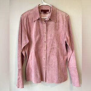 Margaret Godfrey Pink Leather Suede Shirt Jacket Shacket Size 12